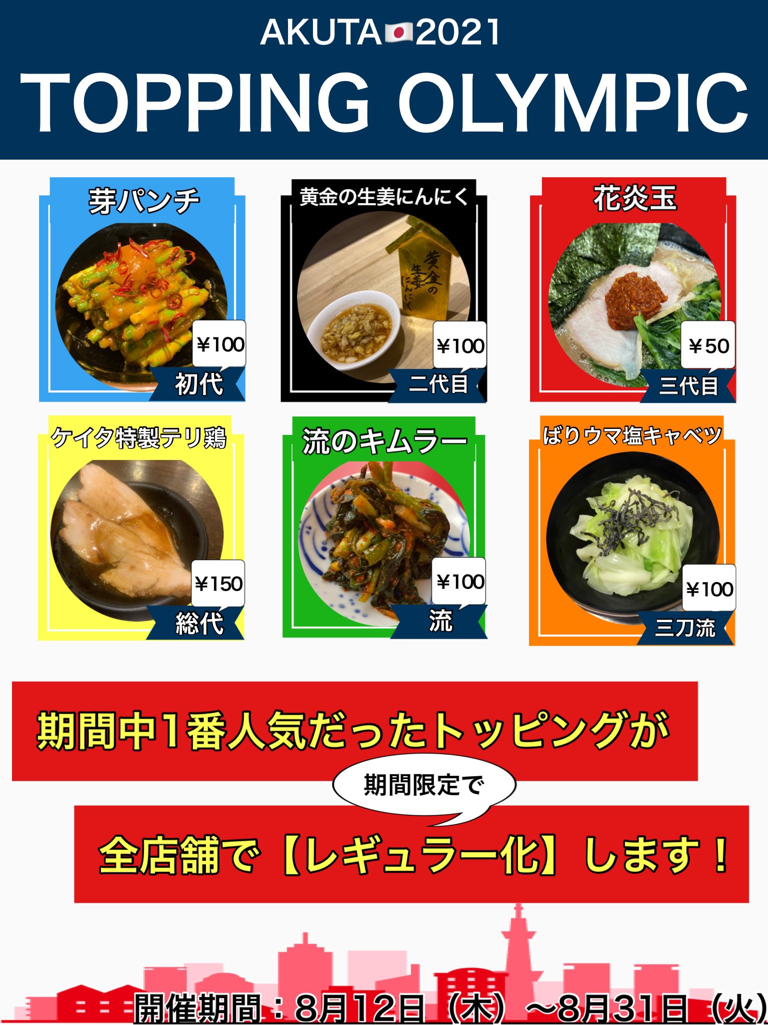 三代目 麺家 あくた川 On Twitter あくた川オリンピック 本日で終了です 三代目エントリーの 花炎玉 食べれるのは今日がラスト 頑張って優勝するぞ Https T Co Opsithwrsi Twitter