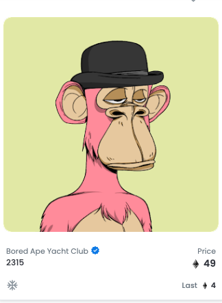 Carrie_V's tweet photo. One ape, two ape, Bored Ape three
I ask myself why did I not mint thee?
Closing in on a 50 ETH floor
I'd like to kick myself out the door. #apeless
@BoredApeYC #BoredApeYachtClub #BAYC #ETH https://t.co/snCxKnuLN2