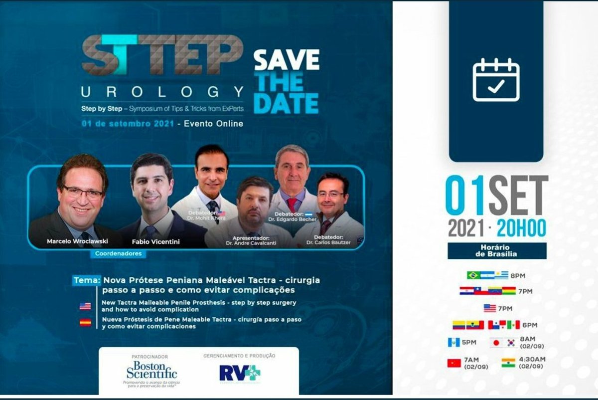 Next STTEP, Sept 1st. Tips and Tricks from Experts - the new malleable penile prosthesis. Surgical technique and how to avoid complications. Port/English/Spanish <a href="/BostonSciLatam/">Boston Scientific LATAM</a> <a href="/CAU_URO/">Confederación Americana de Urología (CAU)</a> <a href="/SauUrologia/">Sociedad Argentina de Urología🇦🇷</a> <a href="/smumexico/">SMU México</a> <a href="/sbuoficial/">Sociedade Brasileira de Urologia</a> <a href="/AmerUrological/">Amer. Urol. Assn.</a> <a href="/sbusp_oficial/">SBU-SP</a> STTEP.com.br