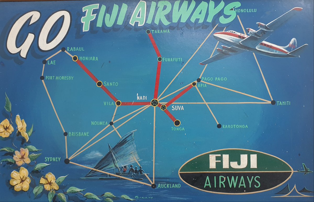 FijiAirways's tweet photo. #FJ70 An early 60s #FijiAirways route map showing the network growing across the Pacific.
#memorylane #Fiji #avgeek https://t.co/6H0TYszsvS