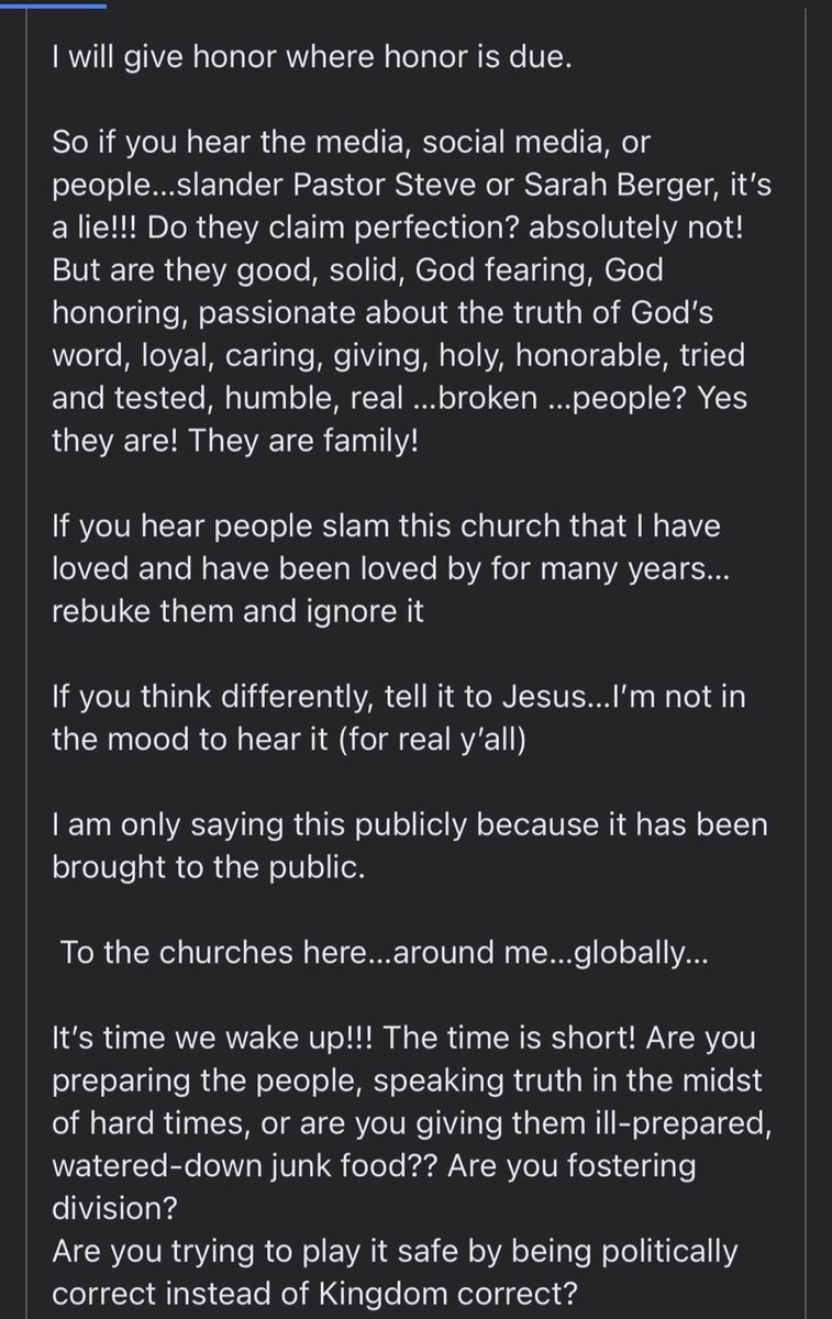 Saint__Dymphna's tweet image. An example of what #SteveBerger and his wife Sarah wanted to achieve with their little stunt yesterday. Self censoring of thoughts ignorance of criticism, humanizing language for the leader, but not the believers.

This is how #highcontrolgroups function. #cult