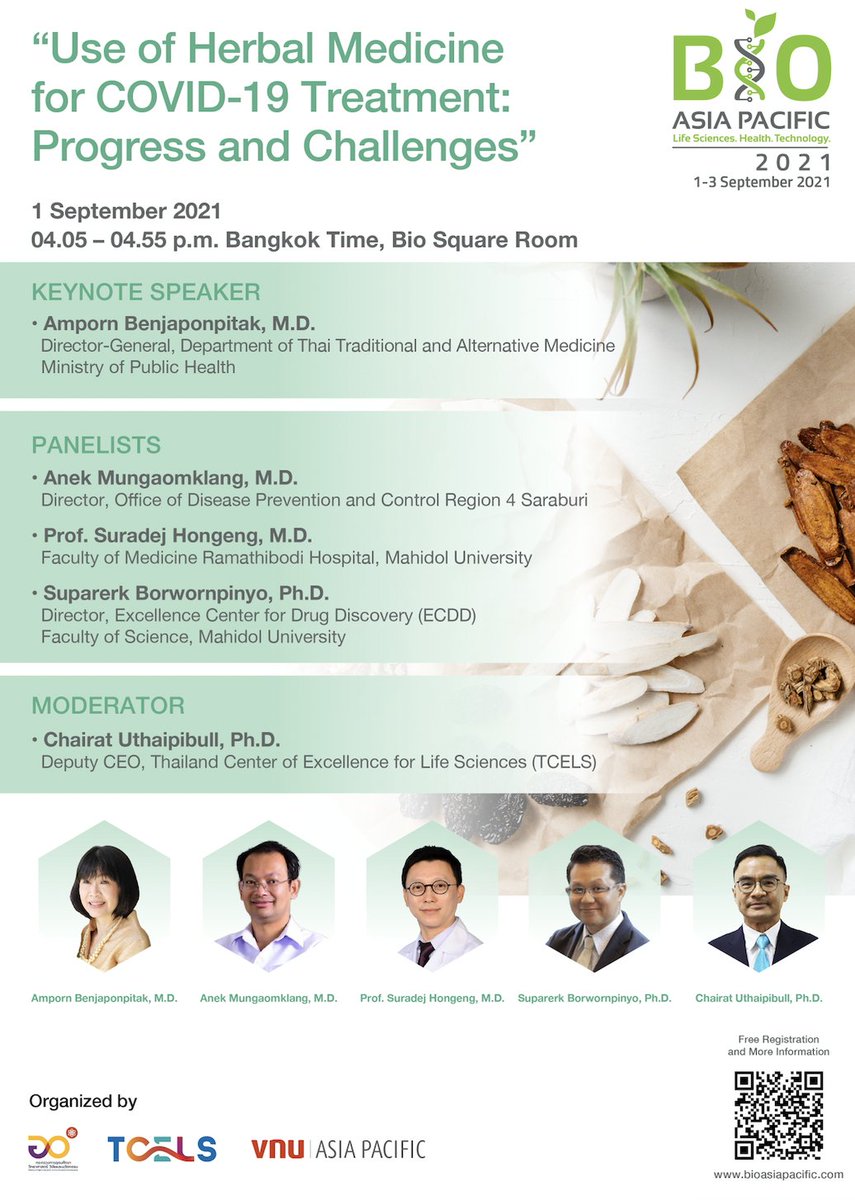 Bio_AsiaPacific's tweet photo. งาน #BioAsiaPacific 2021 จะเริ่มวันพรุ่งนี้แล้ว!

หัวข้อ: “Use of Herbal Medicine for COVID-19 Treatment: Progress and Challenges” 

ในวันที่ 1 กันยายน 2564 | เวลา 16.05-16.55 น. ผ่านระบบ Virtual Conference 

ลงทะเบียนฟรี!: https://t.co/NffZEPe5Mo

#biotechnology #herbalmedicine https://t.co/VoNclOsZj5