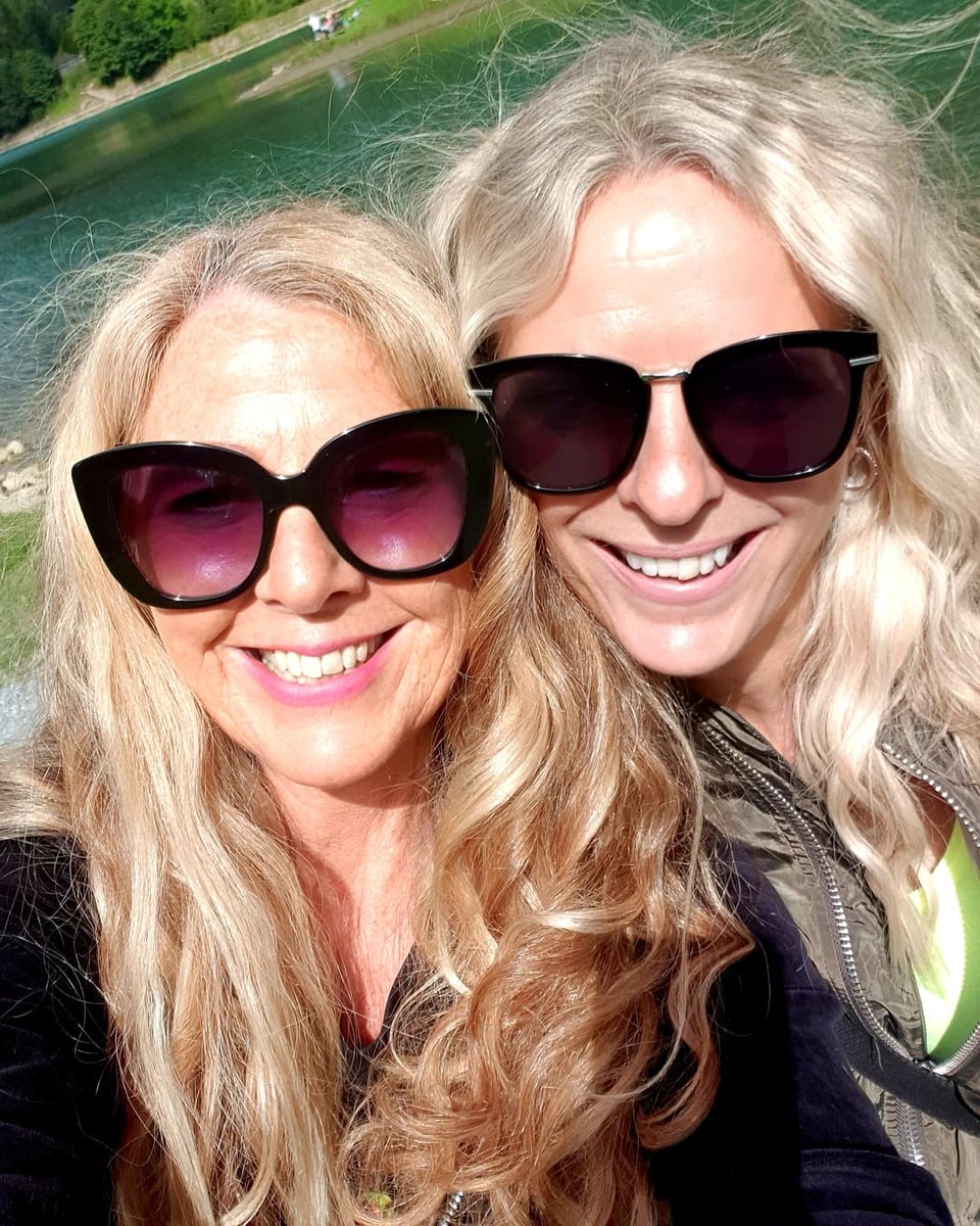 Twinning undercover at Lake Montriond, France in <a href="/casaroseboudoir/">Casa Rose Fashion Experience</a> camouflague pants! Contact us to purchase yours, many colours available! #France #lakemontriond #camouflage #pants #friendsontour #tourism #frenchalps #mountains #holidays #vacation #Friends