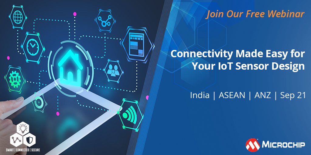MicrochipTech's tweet image. Join our webinar to learn about the latest solutions including Wi-Fi®, LoRa®, Ethernet and Power over Ethernet families. Register now: mchp.us/3ziy5AV. #IoT #ConnectivityMadeEasy