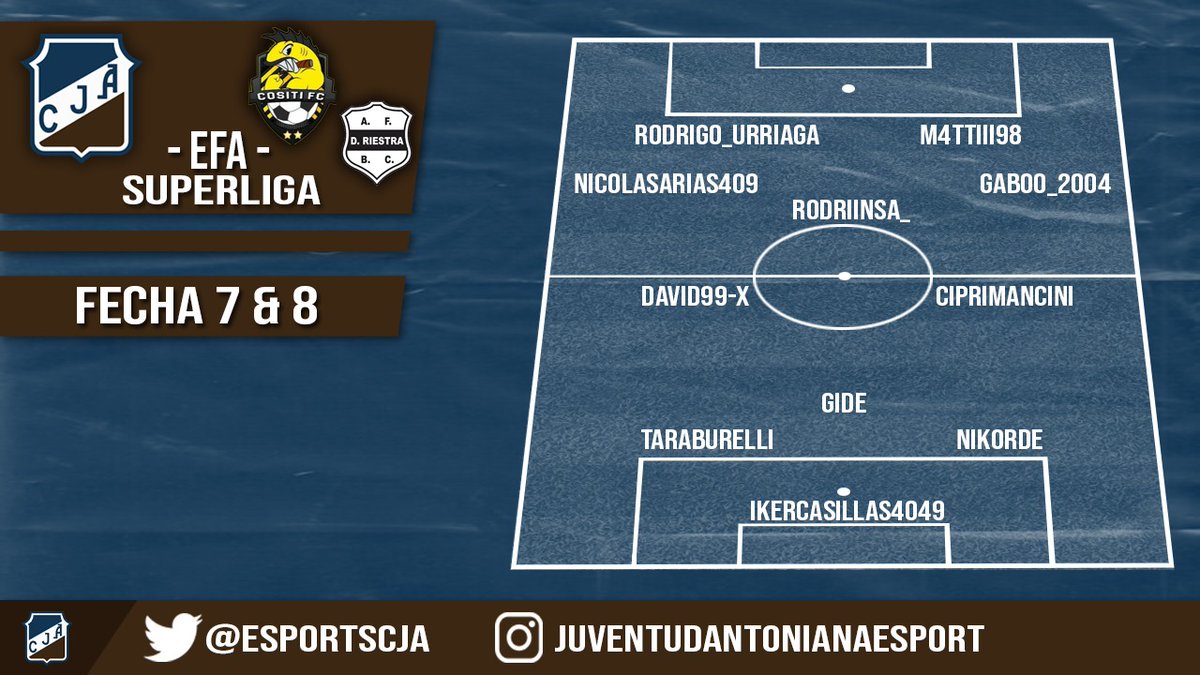 En busca de seguir sumando, hoy vamos a estar disputando la Fecha 7 y 8 de la Superliga de <a href="/EFAargentina/">EFA Argentina (desde 🏡)</a> 
FECHA 7 VS <a href="/CositiFC/">COSITI FC (desde 🏡)</a> 
FECHA 8 VS <a href="/RiestraES/">Riestra Esports</a> 
#VamosAntoniano💙🤍🤎