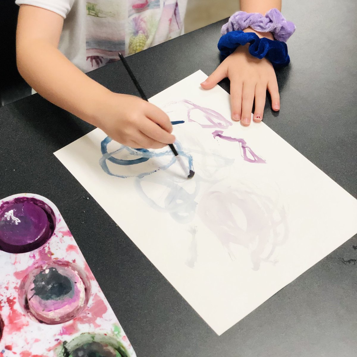 MrsKArtClass's tweet photo. Off to a great start watercoloring in Kindergarten! After reading #TheDot we were ready to start our masterpieces!! https://t.co/JeD5YXovqA