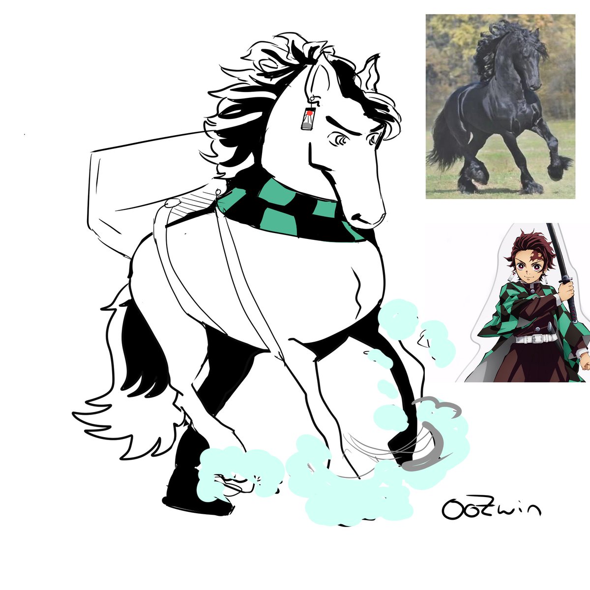 Joined #HorsinAround tonight with @/QuelFabulous 's gang! Subject was Anime~

I drew Tanjiro from Demon Slayer