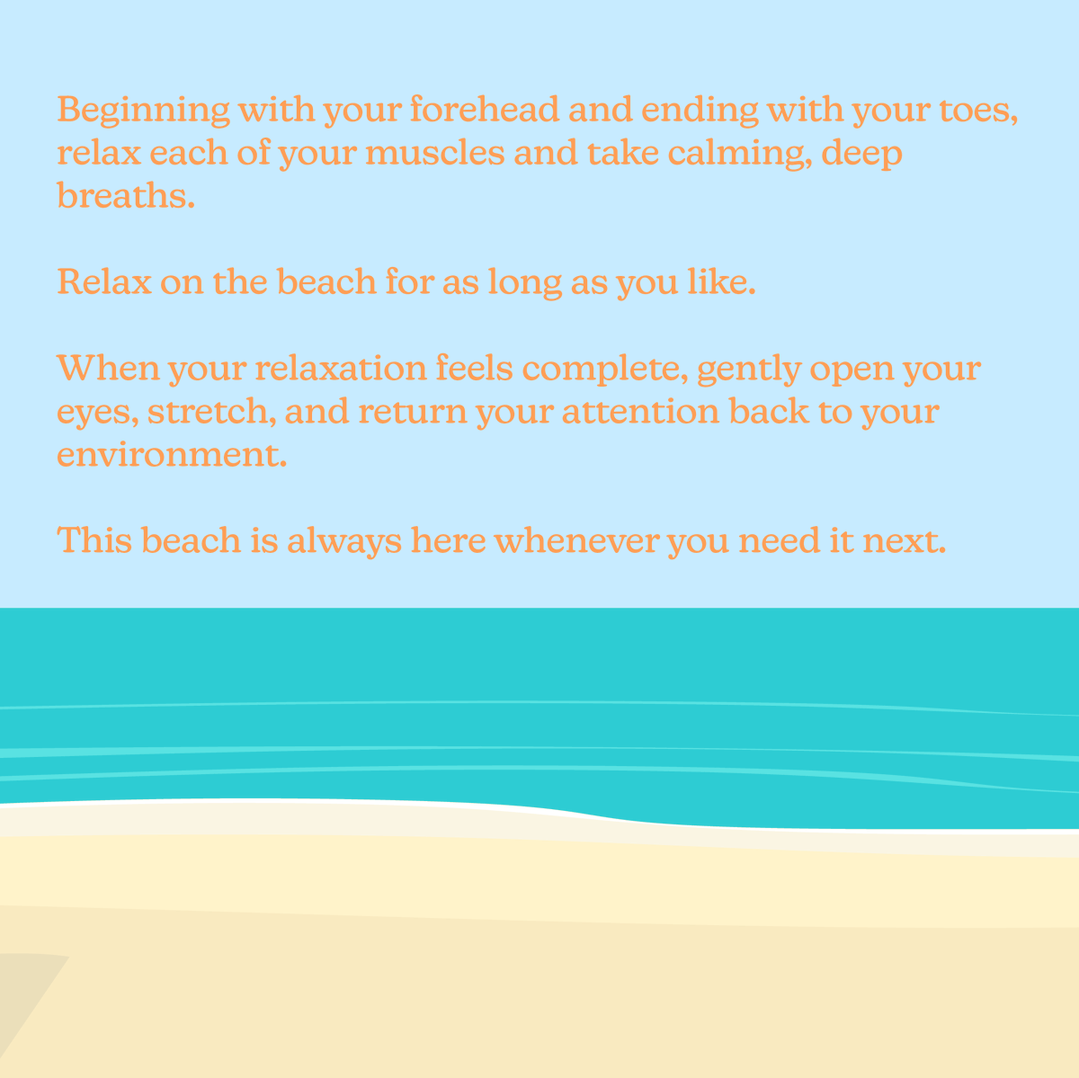 ClarityClinic_'s tweet image. #Visualization is an effective tool for anxiety, panic attacks, stress, and more. Beach visualizations are helpful for many people, however, you can visualize any environment in which you feel relaxed and peaceful. 😌
#visualizationexercise #relaxationtechnique #ClarityClinic