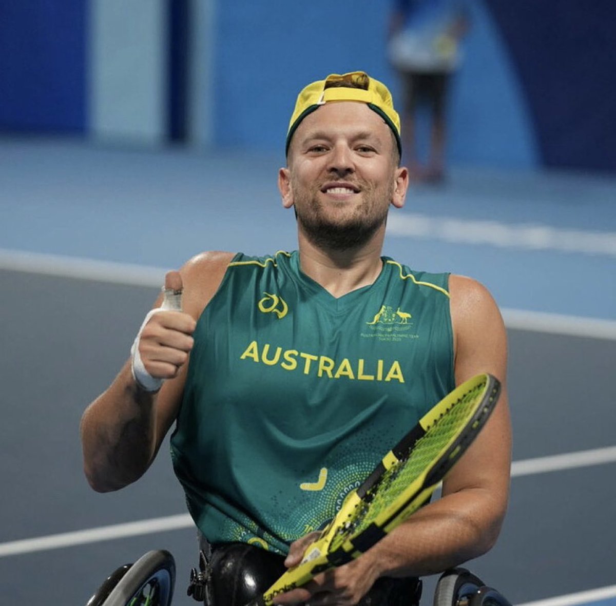 DylanAlcott's tweet photo. 2 from 2 here in Tokyo 🔥🎾🇯🇵

Semi final time tonight (probably around 6pm AEST or later). Going to be a real tough battle - set your alarms and check it out on 7 and 7plus. Will need all your support to get through. 

Let’s get it xx #tokyo2020 #paralympics https://t.co/ZtWTMfC5Xm