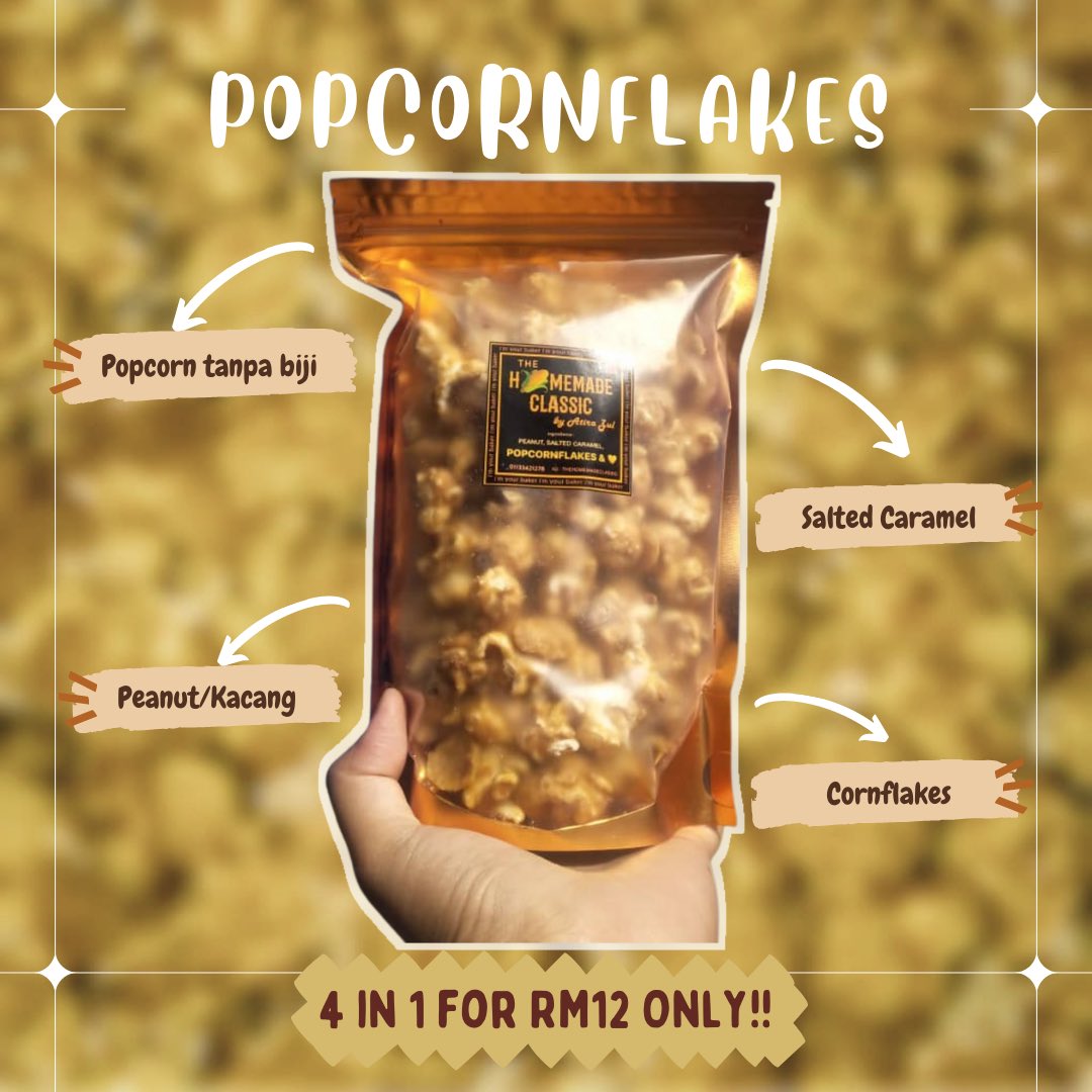 broquefash's tweet photo. Morning semua! Jom startkan hari kita dengan POPCORNFLAKES ada MERDEKA SALES!! Postage RM5 je korang!! 😍 DM us to order 🥰

Btw, jom buat pasar malam thread version pagi lagi hehe drop your business below 👇🏻

Help us by RT this tweet, thank you, semoga murah rezeki semua ❤️ https://t.co/rIshMrJeF5