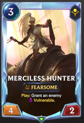 PlayRuneterra's tweet photo. (3/5) Balance Updates:

Ruin Runner: 5-cost 6|4 > 5-cost 6|3

Merciless Hunter: 3-cost 4|3 > 3-cost 4|2

Shaped Stone: If a landmark has been played, give a unit +3|+1 > If a landmark has been played, give a unit +2|+1 https://t.co/3IQu7CP3h3