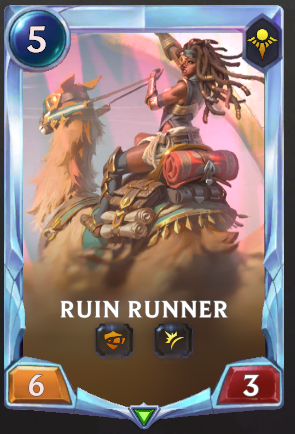 PlayRuneterra's tweet photo. (3/5) Balance Updates:

Ruin Runner: 5-cost 6|4 > 5-cost 6|3

Merciless Hunter: 3-cost 4|3 > 3-cost 4|2

Shaped Stone: If a landmark has been played, give a unit +3|+1 > If a landmark has been played, give a unit +2|+1 https://t.co/3IQu7CP3h3