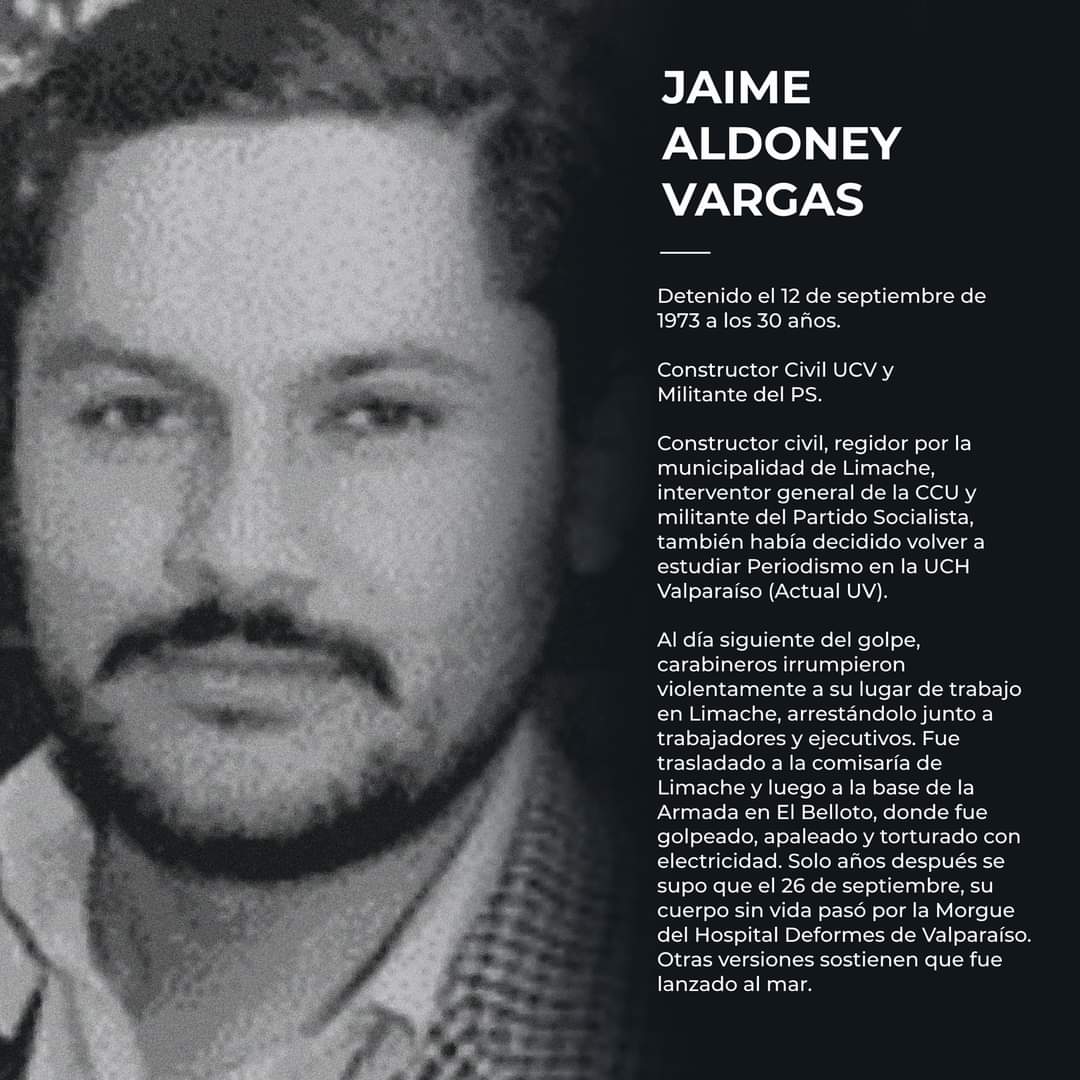 FEPUCV_'s tweet photo. (...) Fecha que tiene estrecha relación con el período de Dictadura cívico-militar vivido en nuestro país, la cual fue una práctica sistemática utilizada por la Junta Militar y sus organismos represivos para eliminar a quiénes consideraron "enemigos internos". https://t.co/7aVs3ITOU9