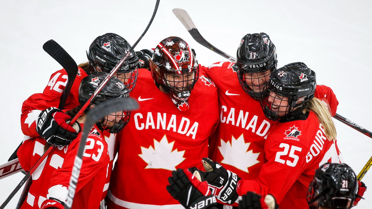 TeamCanada's tweet photo. Next stop ➡️ IIHF #WomensWorlds final 🙌

After a 4-0 victory over Switzerland, #TeamCanada will play Team USA for 🥇 tomorrow night 👀

Get the details: https://t.co/9Xm7dcm60V https://t.co/LMtzSSWv10