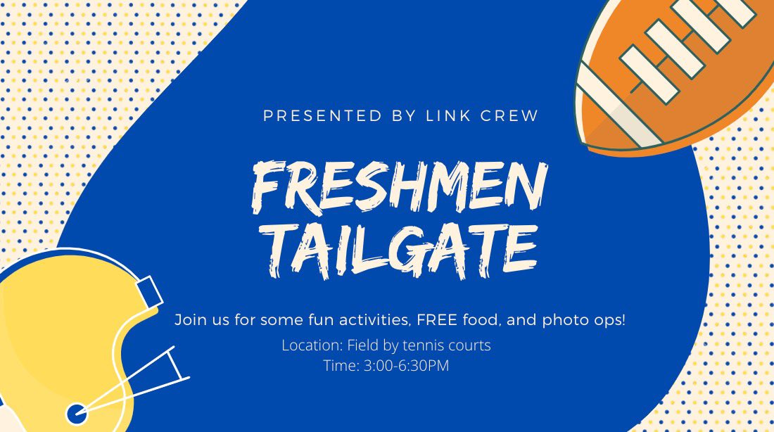 WarrenLinkCrew's tweet image. Friendly reminder that freshmen tailgate is this Friday! Hope you see you all there! Don’t forget to wear your blue cave shirt! 🐻