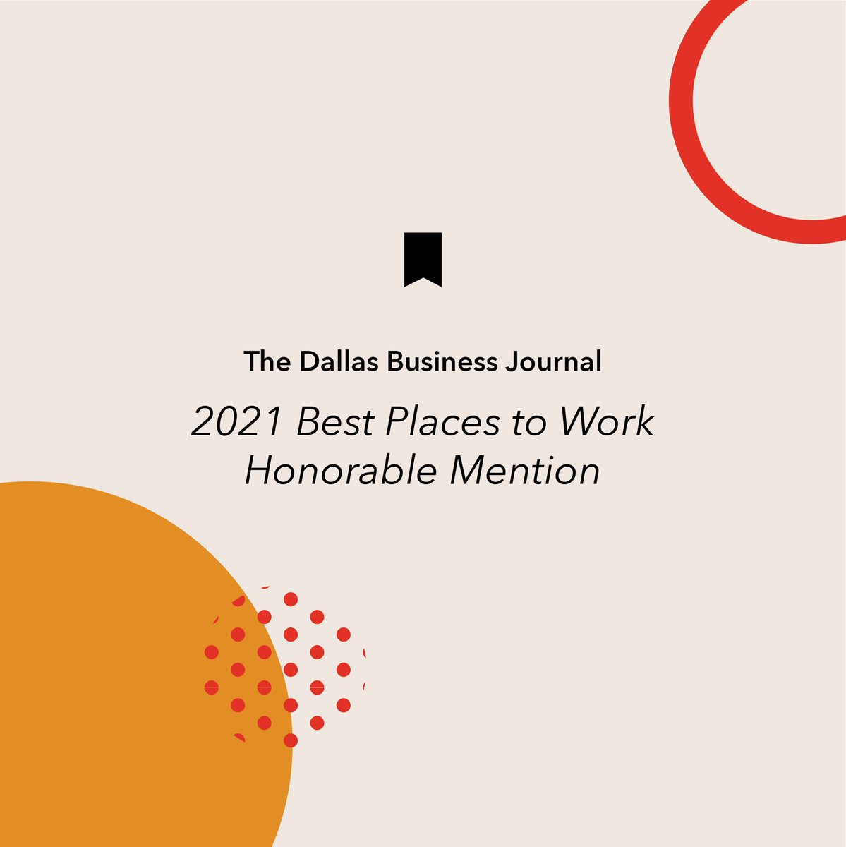 WRA_Architects's tweet photo. WRA has been named honorable mention for the 2021 Best Places to Work Awards!! Final rankings will be released next month! #wraarchitects #whenwhoyouworkwithmatters #bestplacestowork #DFWworks @DallasBizNews https://t.co/E9vSh9mIjD