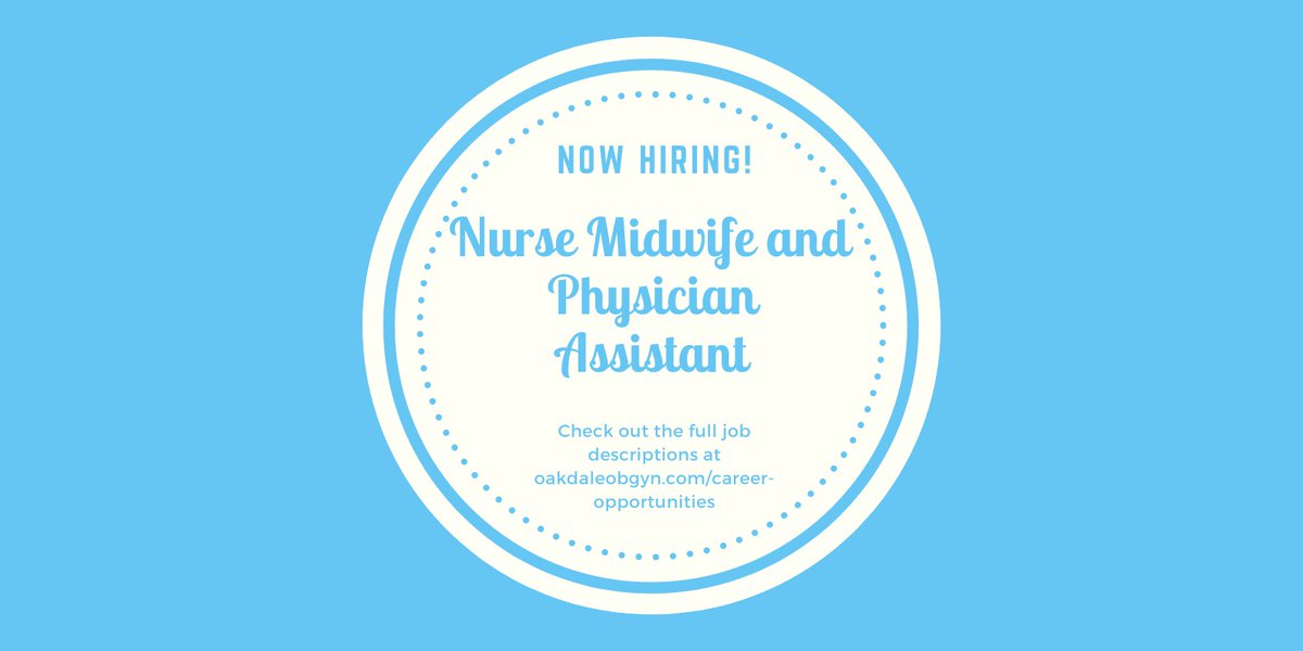 We're seeking a certified nurse midwife and a physician assistant to join our team. More information on each opportunity is available at oakdaleobgyn.com/career-opportu….
. . . .
#midwife #phyisicianassistant #midwifejobs #pajobs #physicianassistantjobs #twincitiesjobs