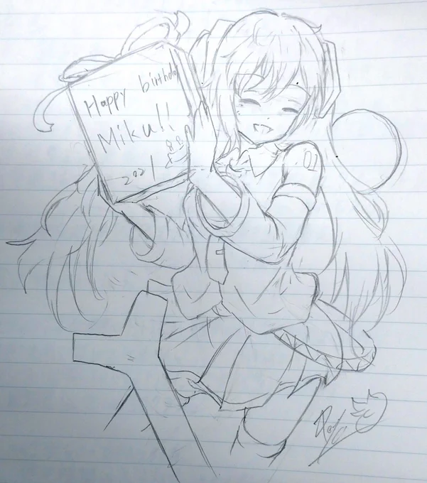 落書きのが去年のより可愛いってどういうことかねワトンソ君#初音ミク生誕祭2021 #初音ミク14thAnniversary 