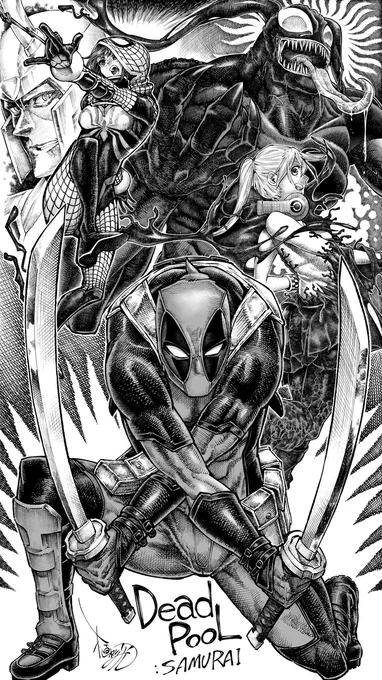 DEADPOOL:SAMURAI #デッドプール #デップー #植杉光 #モノクロ https://t.co/Oc5QUTmeAz 