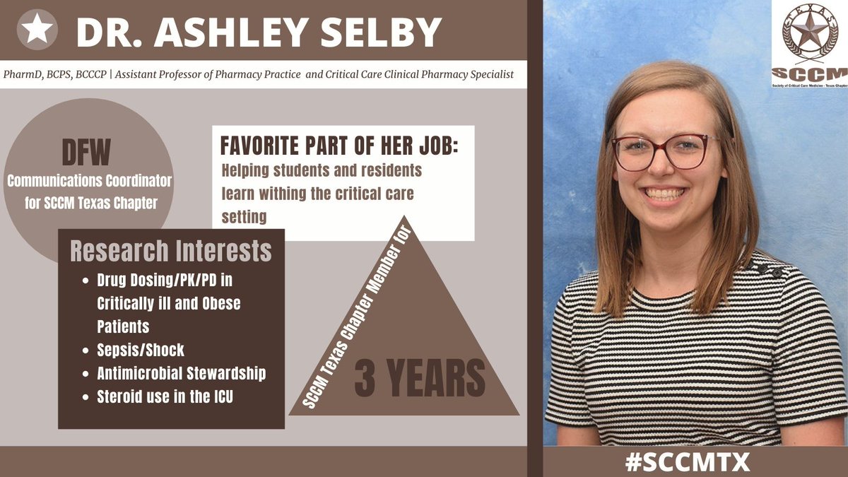 Meet our members! This month is Dr. Ashley Selby @TXRxICU <a href="/SCCM/">SCCM</a> #SCCMTX #SCCMSoMe