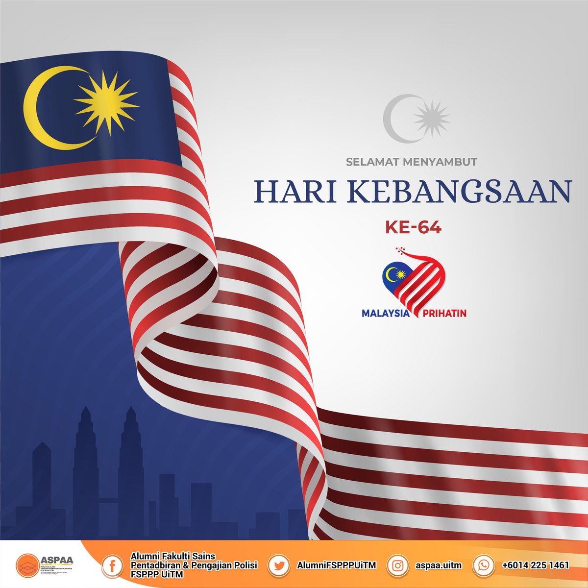 AlumniFSPPPUiTM's tweet photo. HARI KEBANGSAAN 2021

Selamat menyambut Hari Kebangsaan 2021 kepada seluruh rakyat Malaysia. 

#HKHM2021
#MenangBersama
#DemiNegara
#MalaysiaPrihatin
#KeluargaMalaysia https://t.co/SWqPTPlCRv