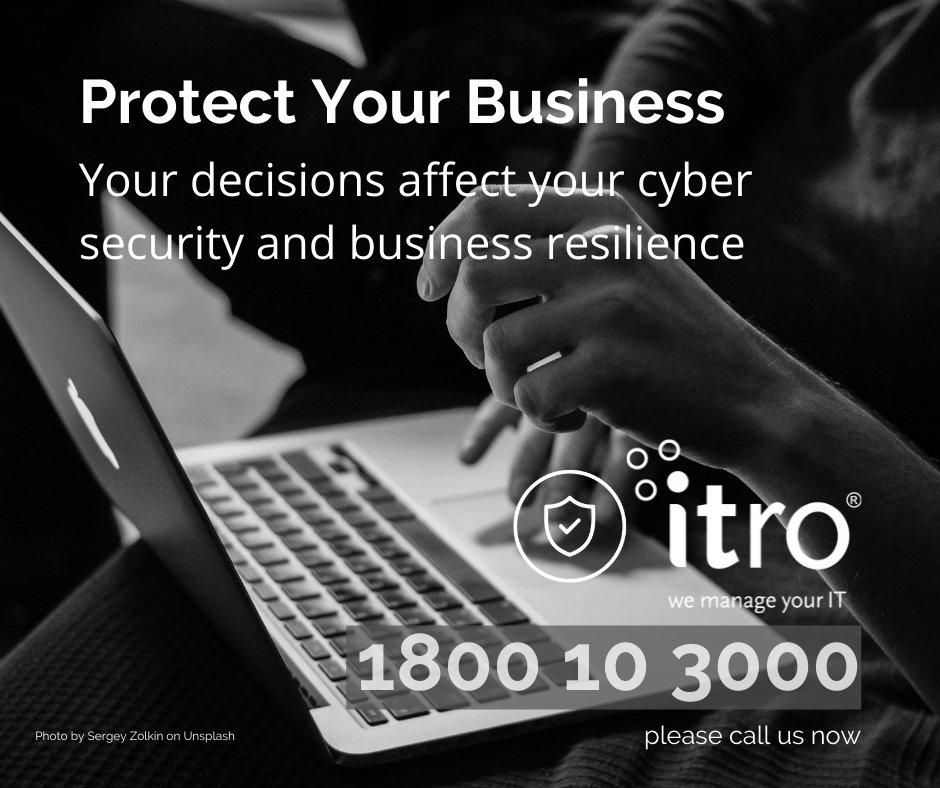 Do you realise the HUGE impact you have on how safe your business is from #cyberthreats, and if you can recover from an attack?

Please read itro.com.au/how-to-combat-… The information is free. Outcomes depend on you. Call us now on 1800 10 3000 for #proactiveITSupport