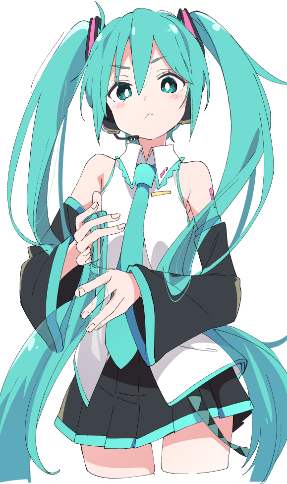 hatsune miku 1girl bright pupils white pupils solo twintails long hair white background  illustration images