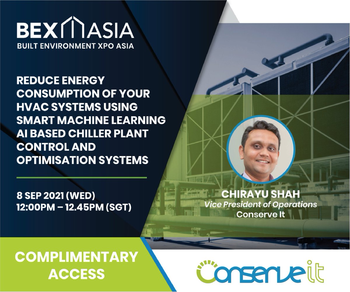 Hear from Conserve It's Chirayu Shah on how to use Artificial Intelligence-based Chiller Plant Control and Optimisation Systems to optimise energy consumption in your buildings at BEX Asia 2021.

Register for this session: event-reg.biz/RegistrationIB…