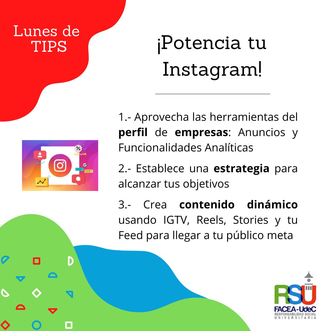 RSUfacea's tweet photo. ¡Hola! 😁
En este #LunesDeTips, compartimos aspectos esenciales para mejorar tu cuenta de #instagram 📷
#RSUFacea #RedesSociales #markering https://t.co/mlBoUmfXWr