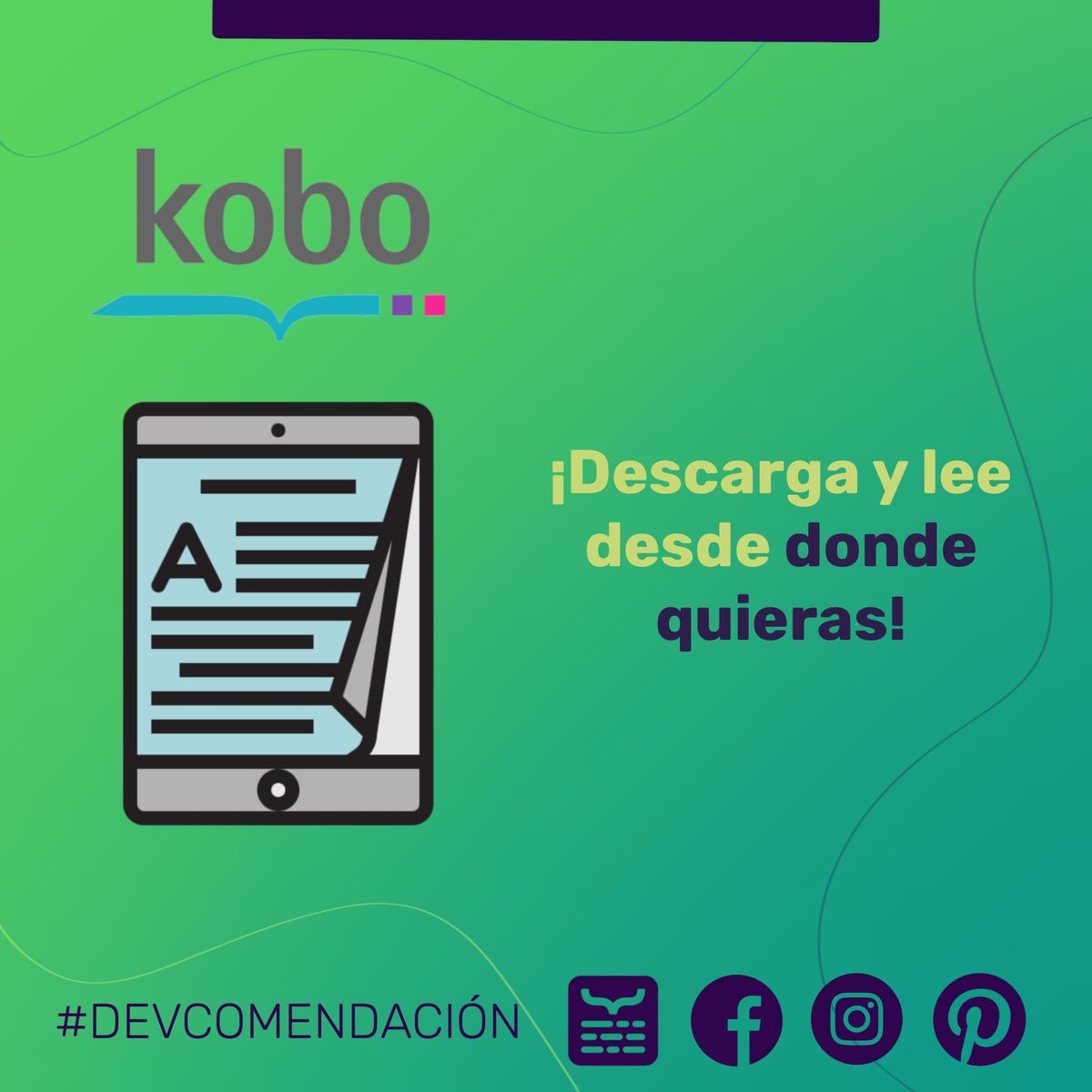#Devcomendación 🤩
Descubre Kobo, una aplicación donde tendrás tus libros favoritos desde donde quieras, cuando quieras 😉

Escríbenos para cualquier duda que tengas 👉🏼 bit.ly/2Vea7Yc 

Tecnología segura y estable para nuestros clientes 👍🏼
📞 Contáctanos: 612 868 5899
