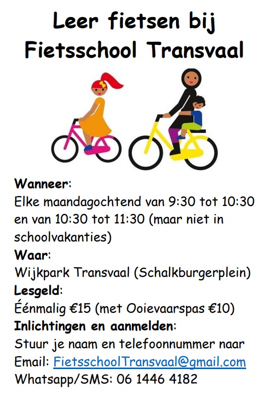 Wil je fietsen leren? Geef je dan op voor de fietsles!!!