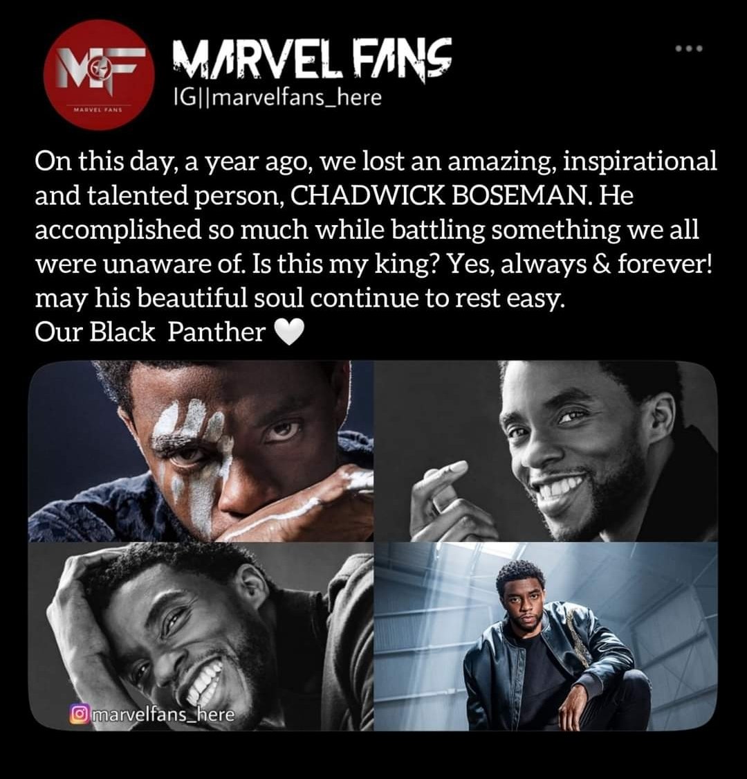 _takingthemic's tweet photo. Can't believe it's been a year already, such a loss. #wakandaforever #chadwickboseman #ibambe #blackpanther #kingtchalla https://t.co/WYefWix8ko