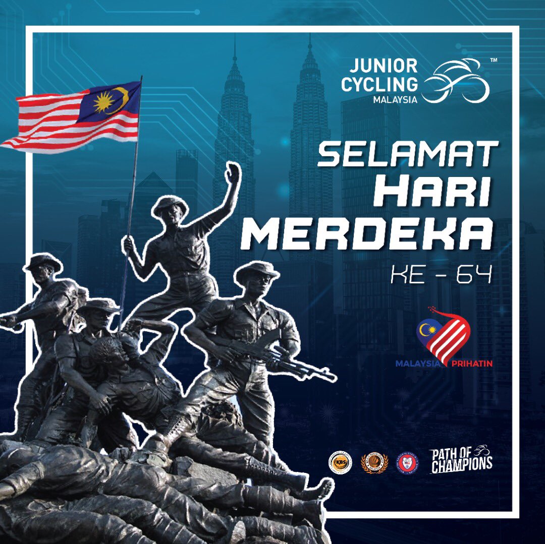 JuniorCyclingMY's tweet photo. Merdeka! Merdeka! Merdeka!

Selamat Menyambut Hari Kebangsaan ke-64. 

#PathofChampions
#JuniorCyclingMY https://t.co/KC9nEiTTYI
