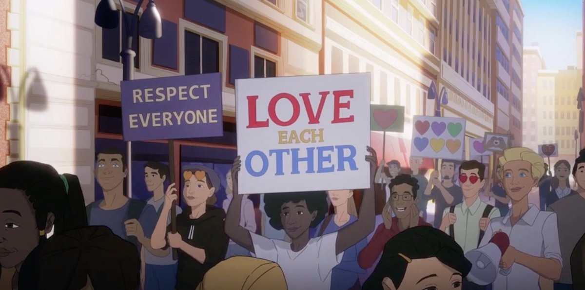 Grabbed this screenshot from a recent US Military recruitment ad. Love each other? Respect everyone? Really? lol