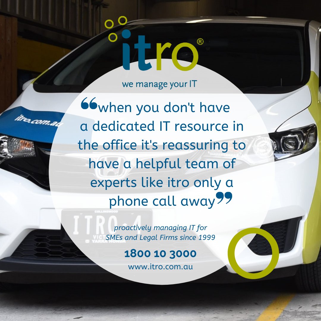 Are you sick of hearing excuses from your IT provider? Our team of engineers are really good at what they do, and our clients love us! Let us manage your IT for you. Check our rates at itro.com.au/plan-pricing/ 

Call us now on 1800 10 3000 for your FREE Business IT assessment.