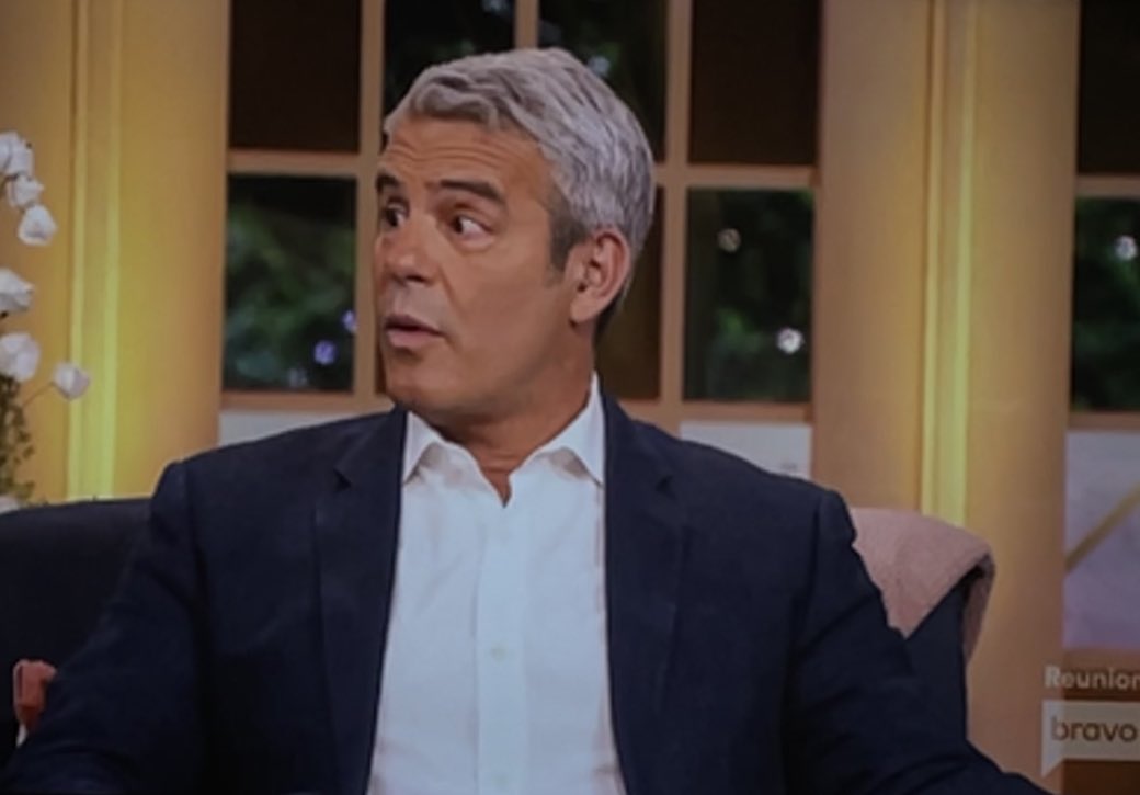 judekay17's tweet photo. I love the faces that Andy makes every time Mike starts spewing lies! 💀⚰️🪦 
#ShahsofSunsetReunion https://t.co/rQKAI72s4N