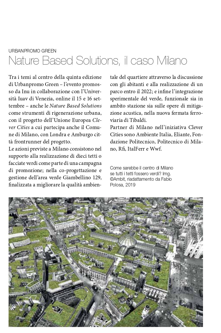 Nella prossima edizione di Urbanpromo Green anche il concetto di Nature Based Solutions con il caso del Comune di Milano. Ne scrive Io Arch