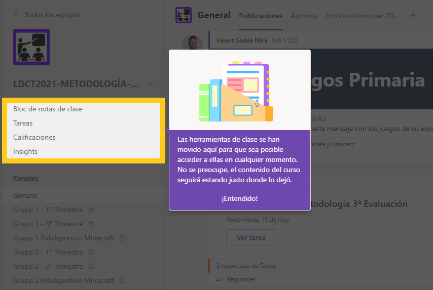 vicentgadea's tweet photo. Las herramientas de clase en los equipos de #MicrosoftTeams se han movido para que se pueda acceder a ellas de manera más simple, aunque no te encuentres en el canal general.

🛠️💻💙

¿Qué te parece el cambio? 🤔

#MicrosoftEDU #claustrovirtual #edtech https://t.co/e3r9c1KOes
