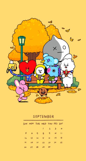 Btsキャラクターbt21のカレンダー9月の壁紙画像はどこでみれる Love Life