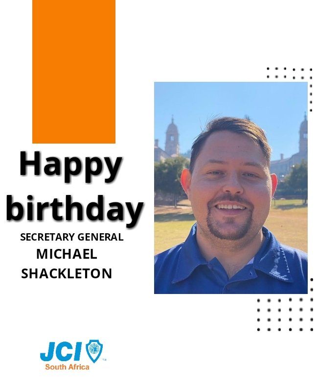 JCISouthAfrica's tweet photo. We would like to take this opportunity to wish our 2021 Secretary General, @ShackletonLaw, a very happy birthday! πππππ
May you enjoy more years in blessings, joy and good health.
#JCI #JCISA #JCISouthAfrica #JCIRise #birthday https://t.co/MJCuj6eG9y
