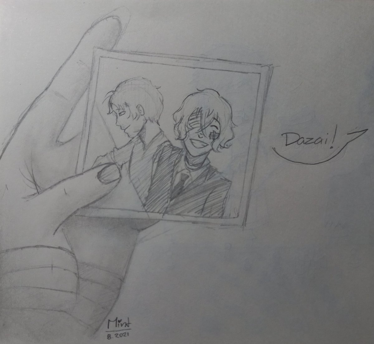 chazukebowl's tweet photo. this was gonna be sadder, but I thought this idea was better. Interpret it however you want, but I see it as an AU where Oda is still alive, so he and Dazai joined the ADA together 

Day 7: "You make everything so much better"

#PamperDazaiWeek 
@PamperDazaiWeek https://t.co/awbVAOIETP