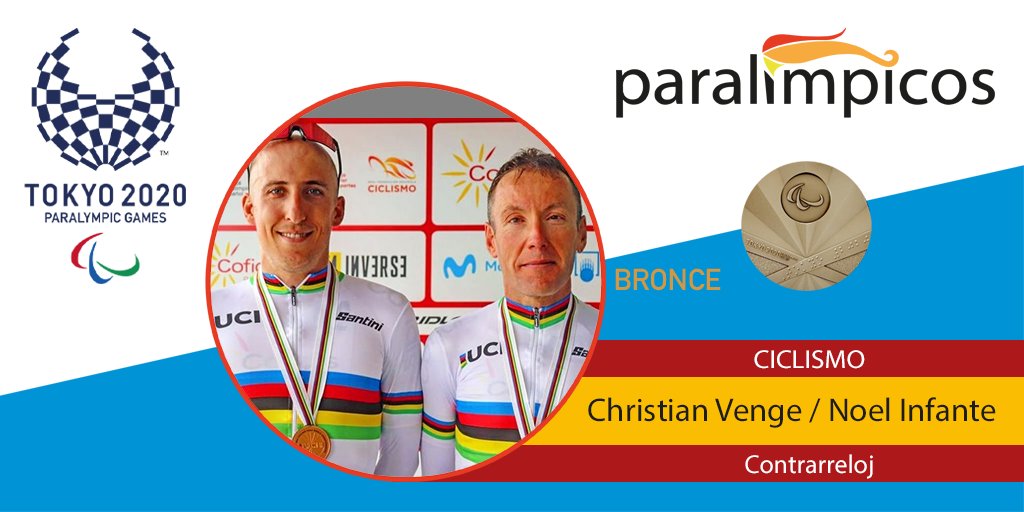 Fundación ONCE (@fundacion_once) on Twitter photo 🥉 Otra medalla, esta vez de BRONCE!!
@ChristianVenge y <a href="/NoelRendiFisico/">Noèl Martín Infante</a> se llevan la medalla en la prueba contrarreloj de los Juegos de #Tokyo2020
#FamiliaParalimpica #JuegosParalimpicos 🥉 Otra medalla, esta vez de BRONCE!!
@ChristianVenge y <a href="/NoelRendiFisico/">Noèl Martín Infante</a> se llevan la medalla en la prueba contrarreloj de los Juegos de #Tokyo2020
#FamiliaParalimpica #JuegosParalimpicos