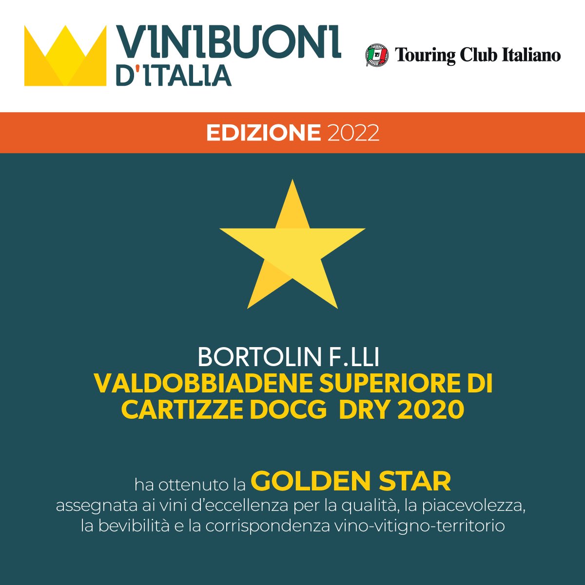 bortolinvini's tweet photo. Golden Star per il nostro #cartizze sulla guida Vini Buoni d’Italia https://t.co/TjikGRmhUK