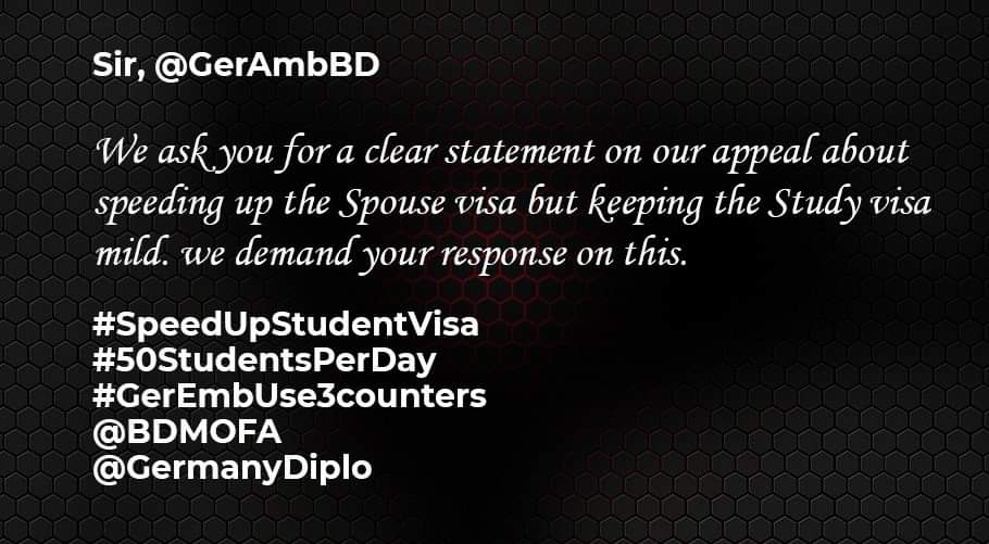 Hrithik (@hrithikbr) on Twitter photo H.E. <a href="/GerAmbBD/">German Ambassador to Bangladesh</a>, why hasnโt applicants who already submitted their documents gotten their interview dates? At this critical time, each day is big factors. Please give these students interview date ASAP & send docs request email to new batch. #GerEmbUse3counters #50StudentsPerDay H.E. <a href="/GerAmbBD/">German Ambassador to Bangladesh</a>, why hasnโt applicants who already submitted their documents gotten their interview dates? At this critical time, each day is big factors. Please give these students interview date ASAP & send docs request email to new batch. #GerEmbUse3counters #50StudentsPerDay