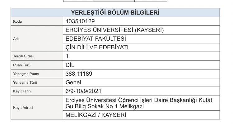 Haydi Bismillah ikinci üniversite için.