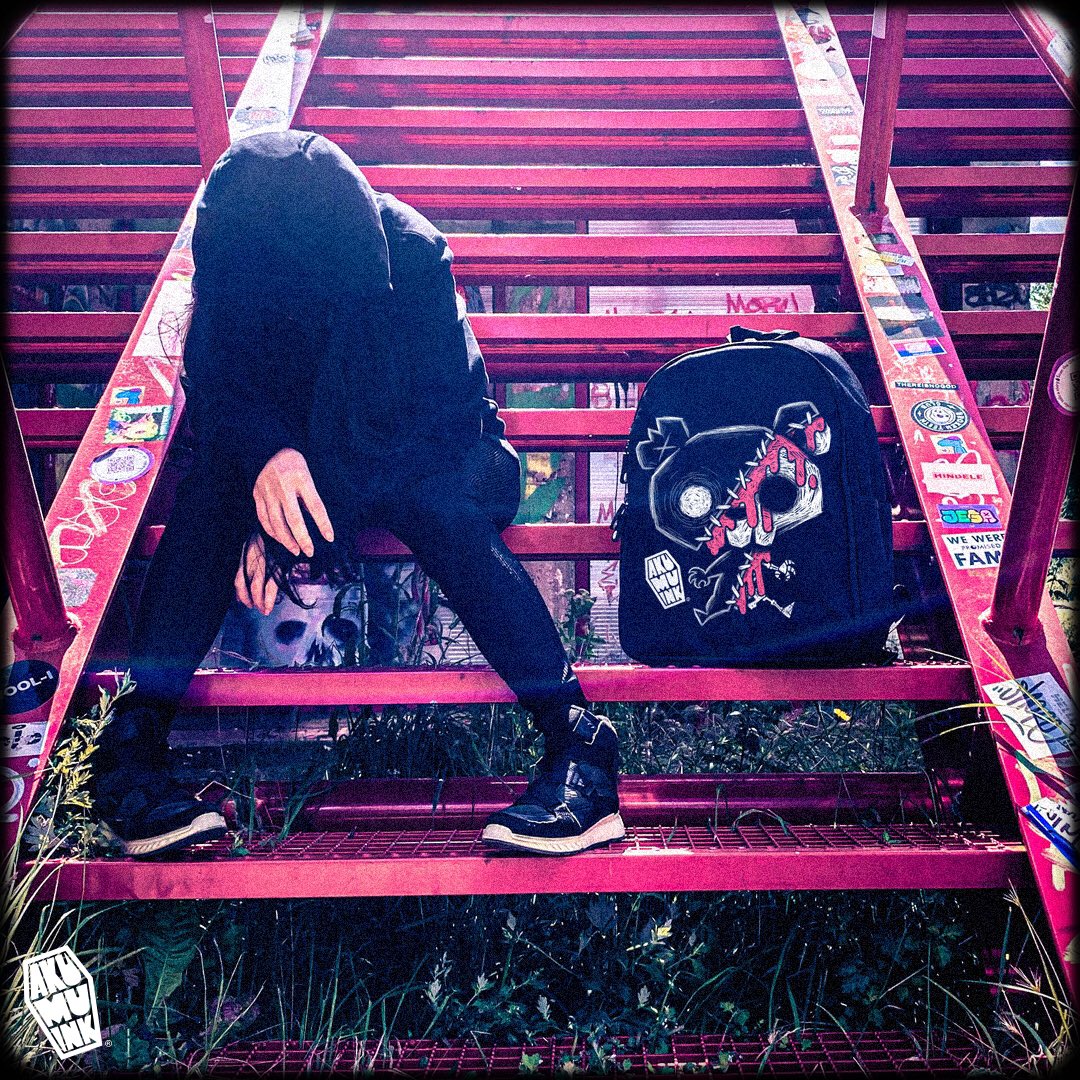 MY BLOODY BEAR backpack available at akumuink.com/BACKPACKS 

This design is also available on t-shirts, hoodies, tank tops, long sleeves, etc.