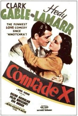 FrankMalfitano's tweet photo. FILM OF THE DAY: While certainly not the equal of NINOTCHKA (despite #MGM tag line) this 1940 #Moscow set #romcom about reporter #ClarkGable framed by valet #FelixBressart into taking gorgeous communist daughter #HedyLamarr to US has some laughs especially in 1st half #ComradeX https://t.co/g9be5xYk17