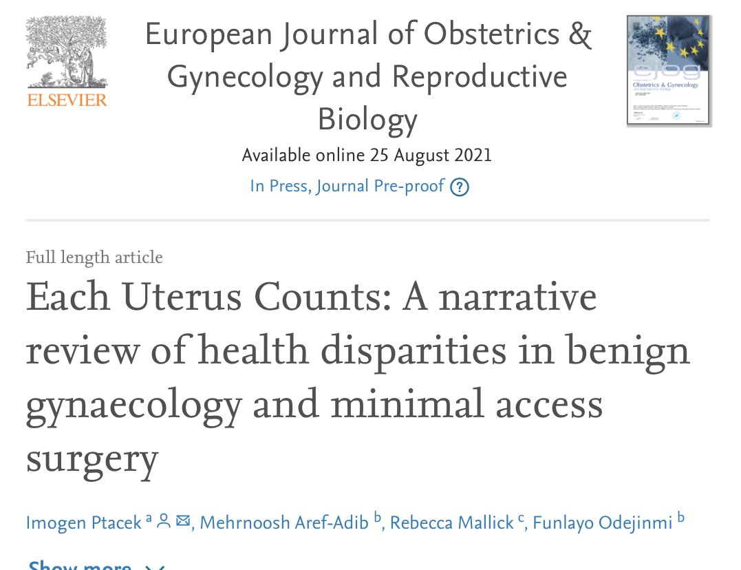Jimi_Odejinmi's tweet photo. Our latest article in press @EJOGRB https://t.co/937CXInodP  a review shining a light on the health provision disparities in gynaecology and minimal access surgery for #hysterectomy &amp; #myomectomy @rebeccamallick
 @MezAref @IPtacekResearch @fibroidsupport @WhippsCrossHosp @TheBSGE https://t.co/cGsyC5Cdec