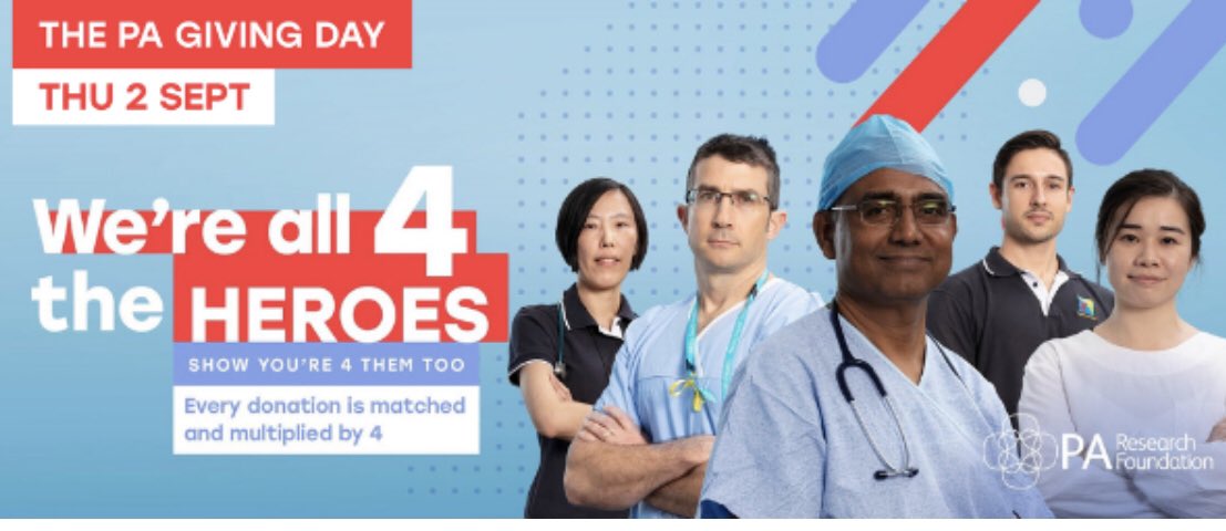Thursday 2 Sep is the PA Giving Day!Your donation will have four times the impact, thanks to matching donors. Please help us by making a tax-deductible donation here charidy.com/pagivingday/si… which will be quadrupled!#PAGivingDay #All4TheHeroes #PAHospital