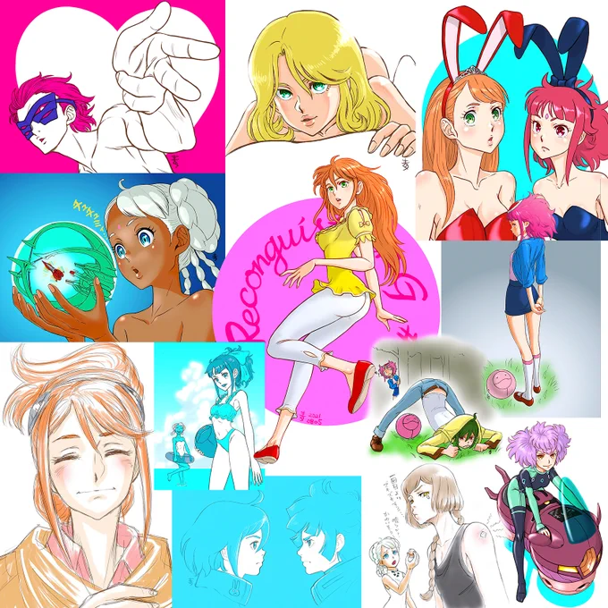 #今月描いた絵を晒そう
12枚。そのままいっぱい貼るのもなんだかな〜と思ったので1枚に( 'Д`)y━・~~
#gレコ Ⅲ上映期間だけどあまり描けなかった&amp;全体的に雑だな〜 